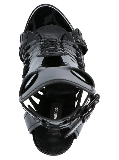 Shop Dsquared2 Braid Strap Heeled Sandals In Black