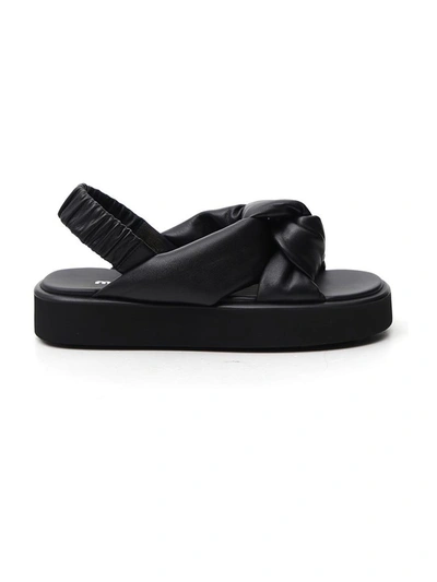 Shop Miu Miu Knot Detail Platform Sandals In Black