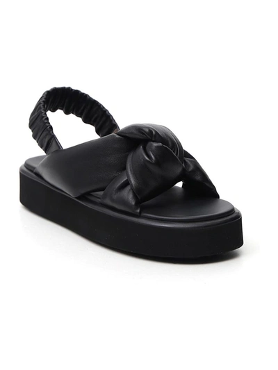 Shop Miu Miu Knot Detail Platform Sandals In Black