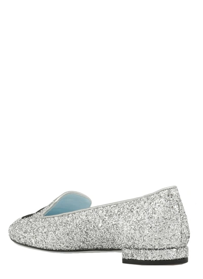 Shop Chiara Ferragni Glittered Flirting Flats In Silver