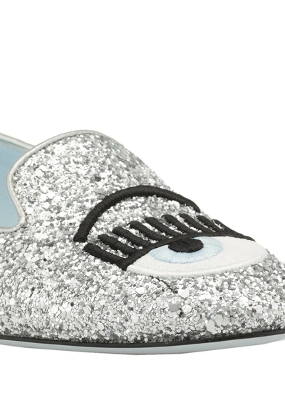 Shop Chiara Ferragni Glittered Flirting Flats In Silver