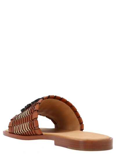 Shop Loewe Anagram Interwoven Sandals In Brown