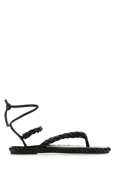 Shop Valentino The Rope Thong Sandals In Black