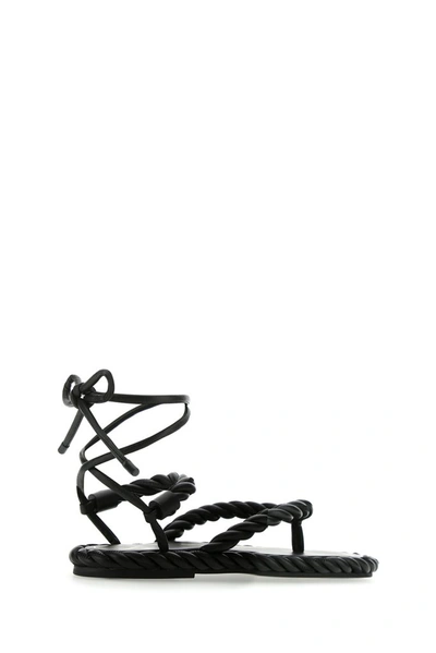 Shop Valentino The Rope Thong Sandals In Black