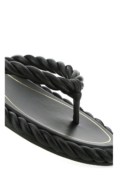Shop Valentino The Rope Thong Sandals In Black