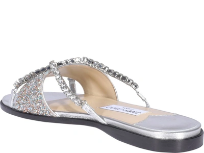 Shop Jimmy Choo Aadi Flat Sandals In Silver