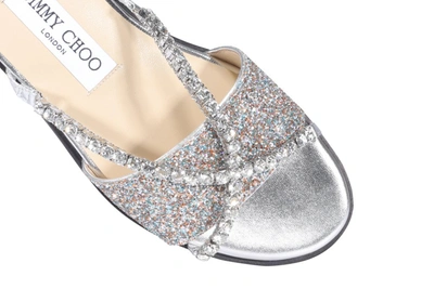 Shop Jimmy Choo Aadi Flat Sandals In Silver