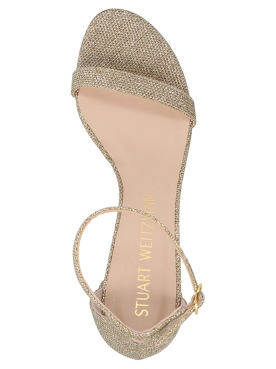 Shop Stuart Weitzman Simple Metallic Sandals In Gold