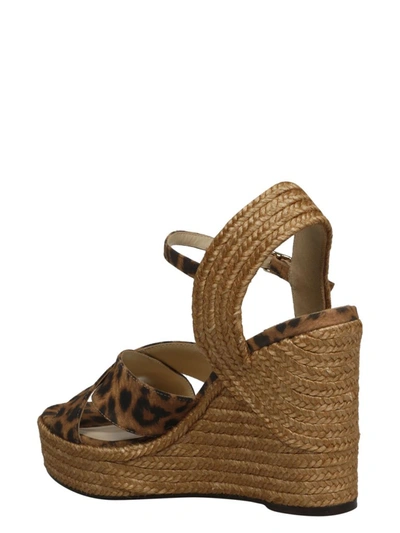 Shop Jimmy Choo Dellena 100 Wedge Sandals In Brown