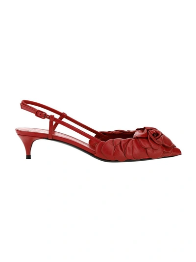 Shop Valentino Atelier 03 Rose Edition Slingback Pumps In Red