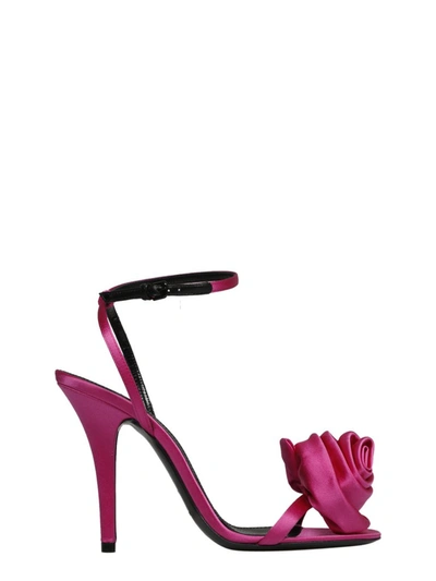 Shop Saint Laurent Ivy Flower Sandals In Pink