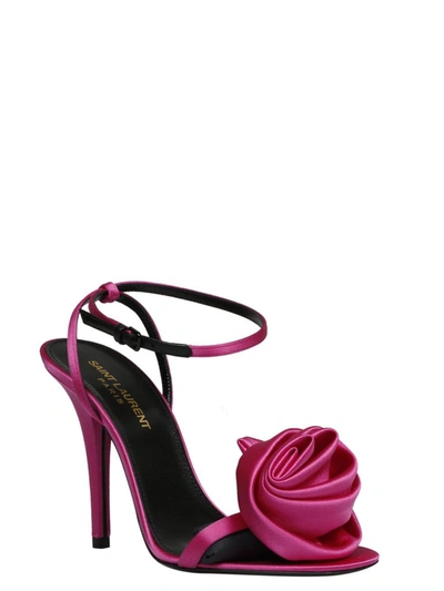 Shop Saint Laurent Ivy Flower Sandals In Pink