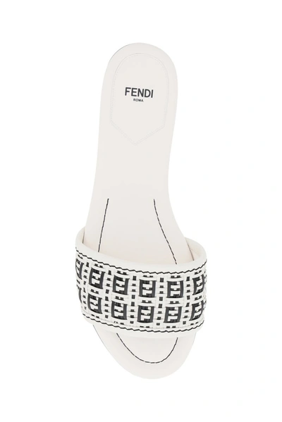 Shop Fendi Ff Interlace Sandals In White
