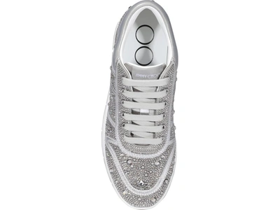 Shop Jimmy Choo Hawaii Crystal Embellished Sneakers In Silver