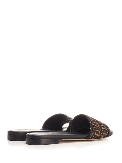 Shop Fendi Ff Interlace Slides In Black