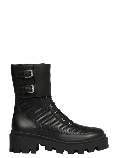 Shop Gucci Interlocking G Frances Combat Boots In Black