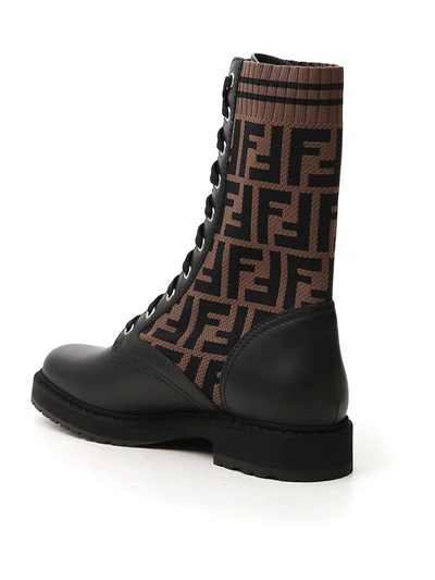 Shop Fendi Rockoko Combat Boots In Brown
