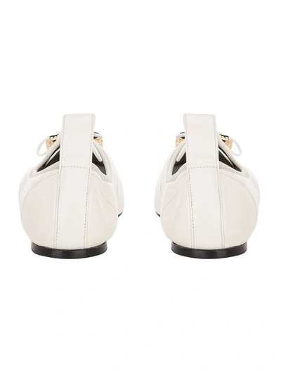 Shop Loewe Logo Plaque Flat Shoes In White