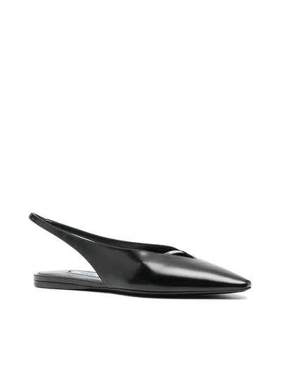 Shop Prada Slingback Flat Shoes In Black