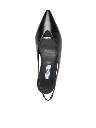 Shop Prada Slingback Flat Shoes In Black