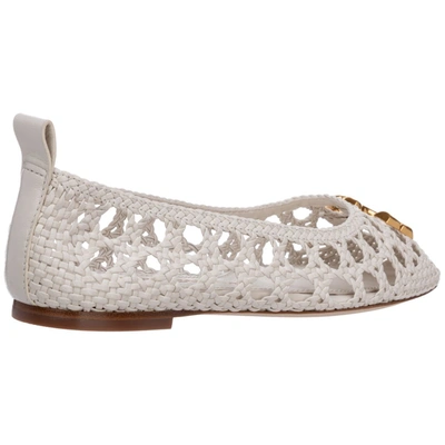 Shop Tory Burch Eleanor Woven Ballerina Flats In White