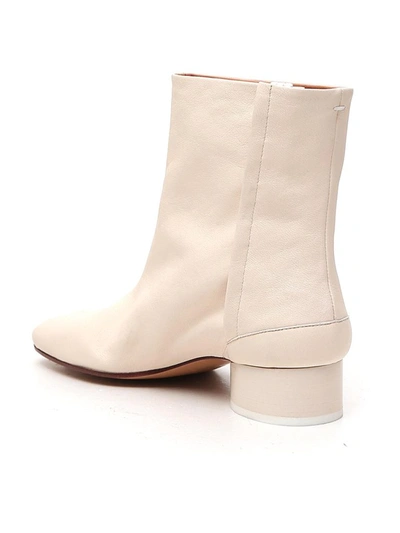 Cream Ankle Tabi Boots In White