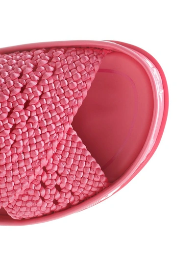 Shop Fendi Femdi Reflections Woven Lace Slides In Pink