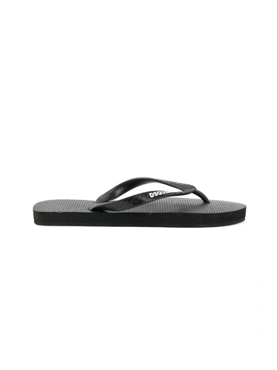 Shop Dsquared2 Logo Print Flip Flops In Black