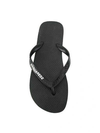 Shop Dsquared2 Logo Print Flip Flops In Black