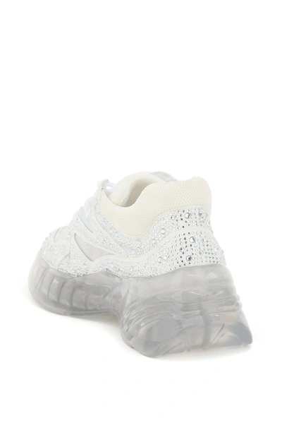 Shop Pinko Oversized Crystal Embellished Sneakers In White