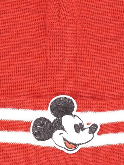 Shop Gcds Mickey Mouse Logo Embroidered Beanie In Red