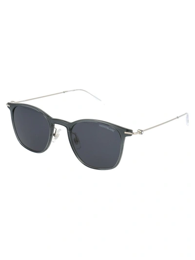 Shop Montblanc Square Frame Sunglasses In Grey