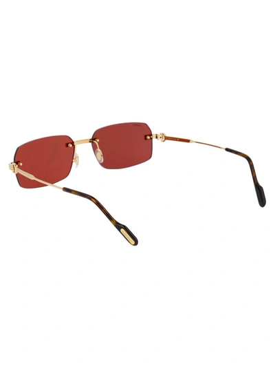 Shop Cartier Rectangular Frame Sunglasses In Gold