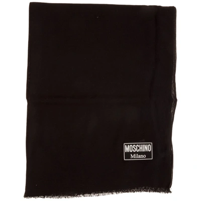 Shop Moschino Logo Patch Scarf In Black