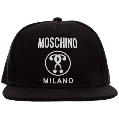 Shop Moschino Double Question Mark Baseball Cap In Black