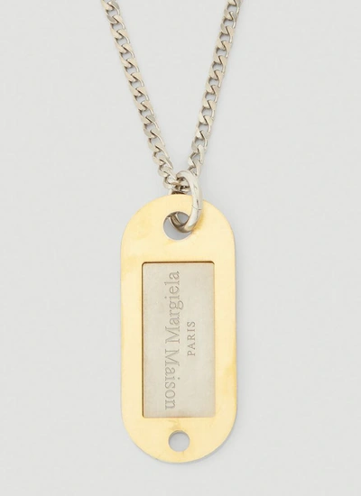 Shop Maison Margiela Logo Pendant Necklace In Gold