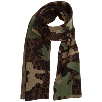 Shop Moschino Camouflage Logo Scarf In Multi