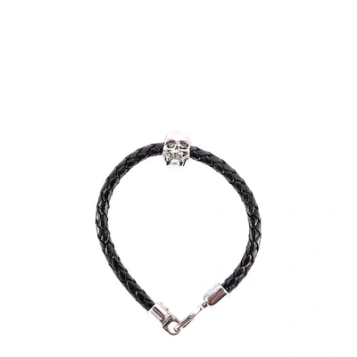 Shop Alexander Mcqueen Skull Detail Bracelet In Black