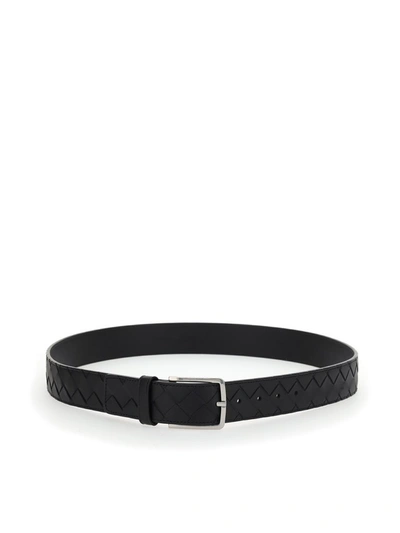 Shop Bottega Veneta Intrecciato Belt In Black