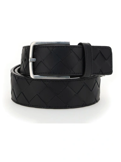 Shop Bottega Veneta Intrecciato Belt In Black