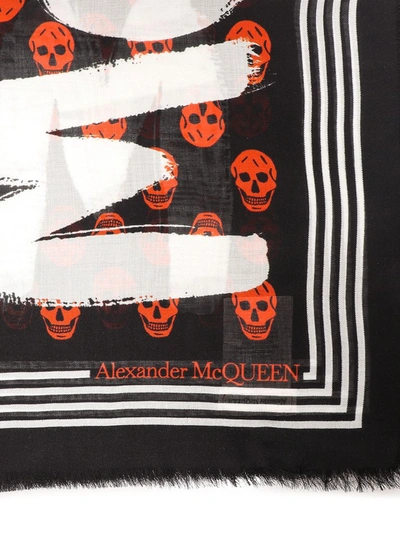 Shop Alexander Mcqueen Graffiti Skull Printed Scarf In Multi