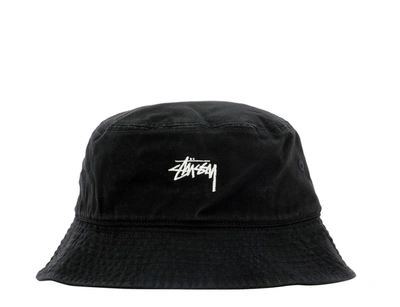 Shop Stussy Stüssy Logo Embroidered Bucket Hat In Black