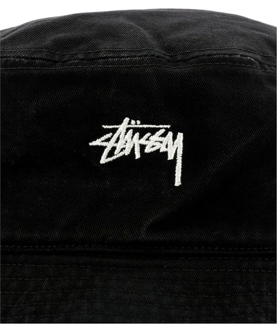 Shop Stussy Stüssy Logo Embroidered Bucket Hat In Black