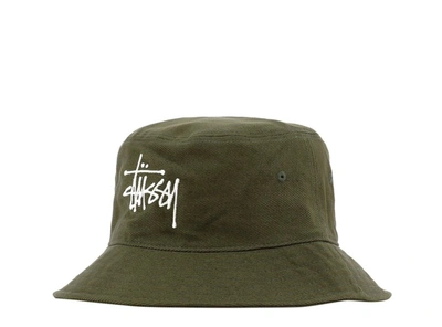 Shop Stussy Stüssy Big Logo Embroidered Twill Bucket Hat In Green