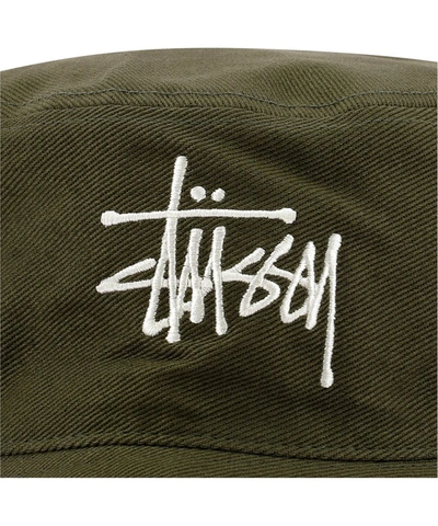 Shop Stussy Stüssy Big Logo Embroidered Twill Bucket Hat In Green