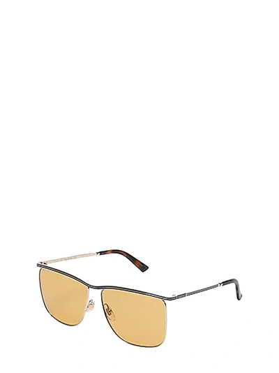 Shop Gucci Eyewear Rectangular Frame Sunglasses In Gold