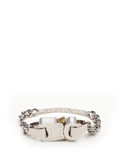 Shop Alyx 1017  9sm Logo Detailed Buckled Bracelet In Silver
