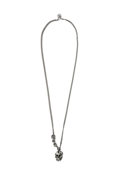 Shop Alexander Mcqueen Skull Pendant Necklace In Silver