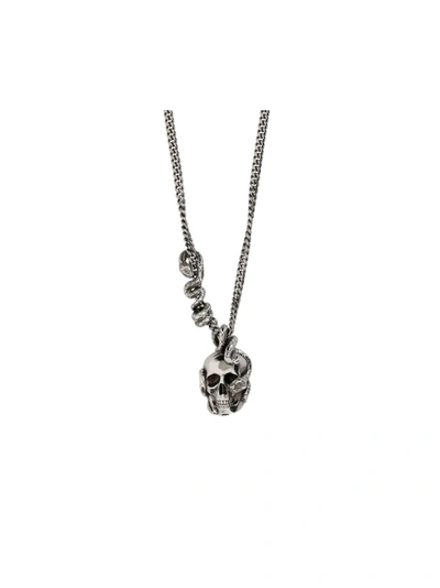 Shop Alexander Mcqueen Skull Pendant Necklace In Silver