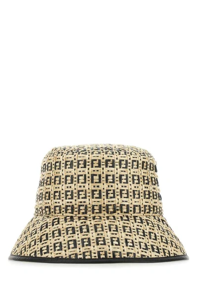 Shop Fendi Ff Logo Woven Bucket Hat In Multi